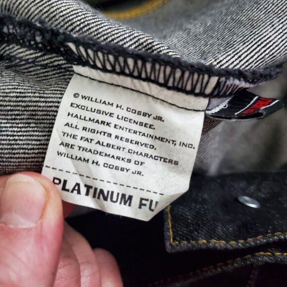 Platinum Fubu Mens Fat Albert Junkyard Gang Black Denim Jean Jacket Size 3X - Picture 8 of 11